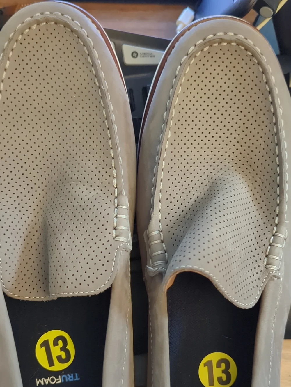 NWOT Mens Johnson & Murphy Hodges Grey Ltwt Trufoam Slip on Shoes Sz 13m